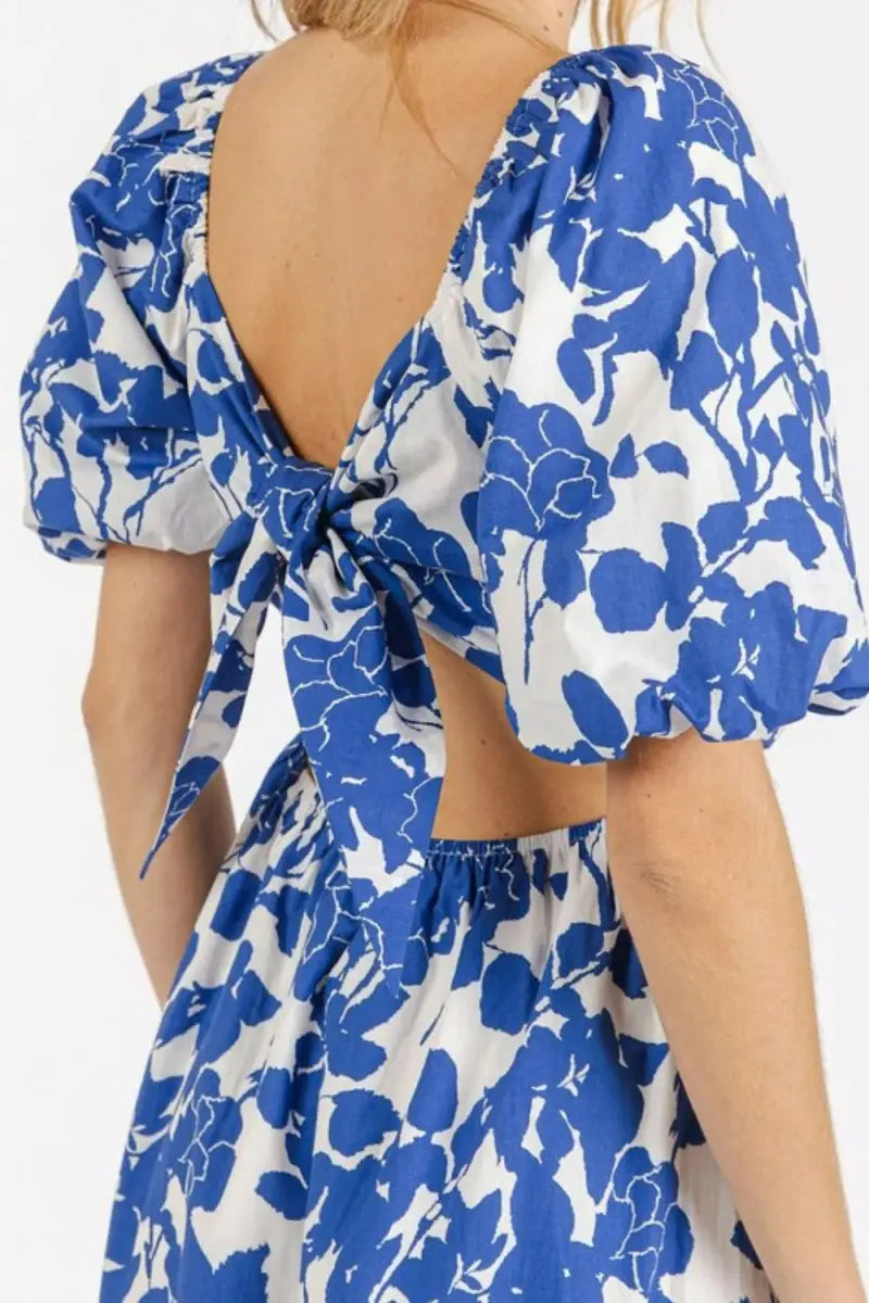 Mittoshop Cutout Back Floral Sweetheart Neck Dress - Love Salve